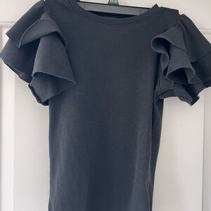 Express Elegant Black Ruffle Sleeve Bodysuit